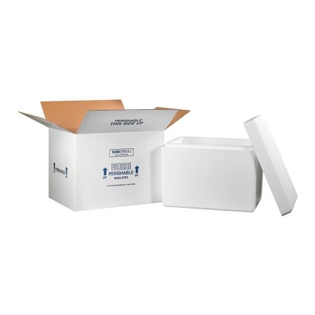 The Packaging Wholesalers Foam Insulated Shipping Kit, 21-1/4"L x 15-1/2"W x 15-1/2"H, White 269C